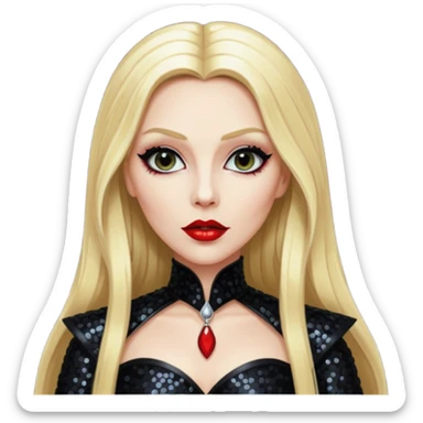 Countess Dracula with long blonde hair, black sequin outfit  sticker