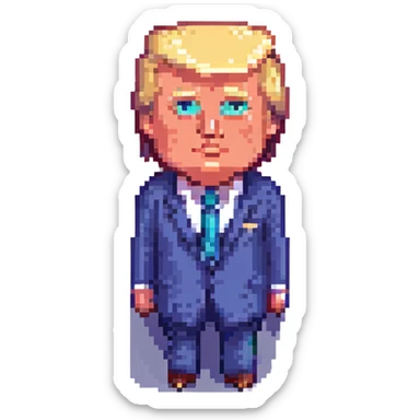 Donald Trump in pixel art style, simplified features sticker