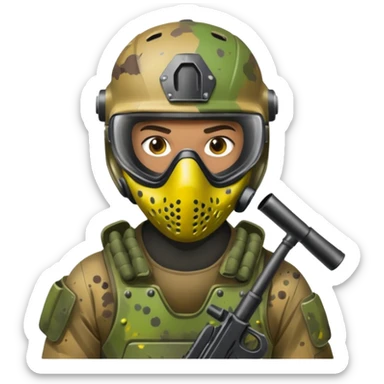 paintball player dirty with colors sticker