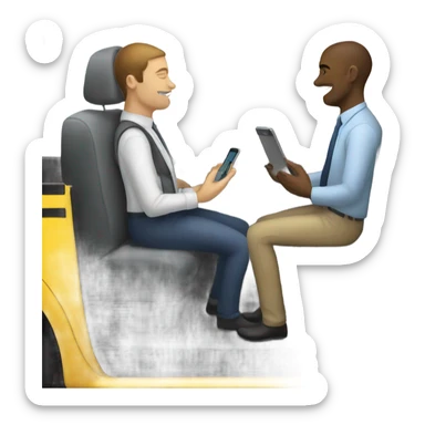 office workers in a taxi cab sticker