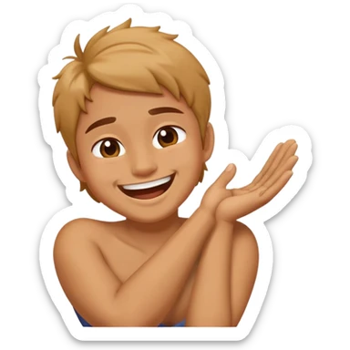 Arms cross holding neck laughing sticker