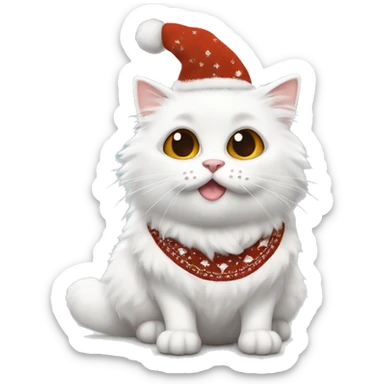 Fluffy white cat with brown patches on his eyes wearing a Christmas jumper  sticker