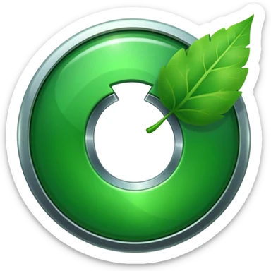green power button blending into a leaf, representing climate action sticker