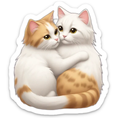 cute fluffy cat hugs another cat sticker
