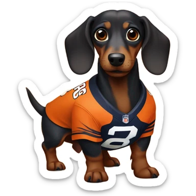 Dachshund in a Broncos jersey sticker