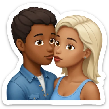 Kissing black girl and white boy  sticker