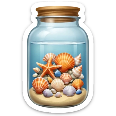 Jar of seashells sticker