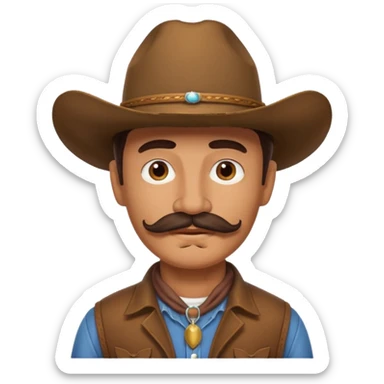 brown cowboy with mustache sticker