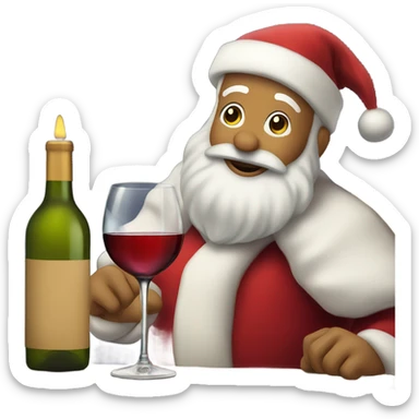 Santa clause drinking wine sticker