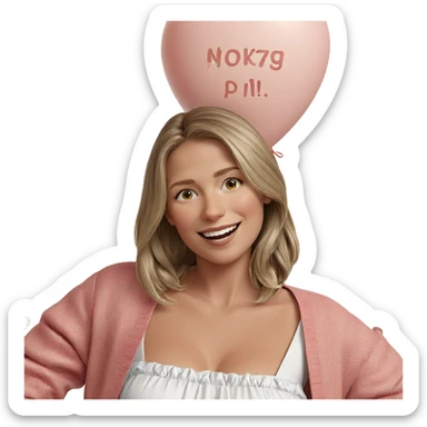 smiling girl with balloon sticker