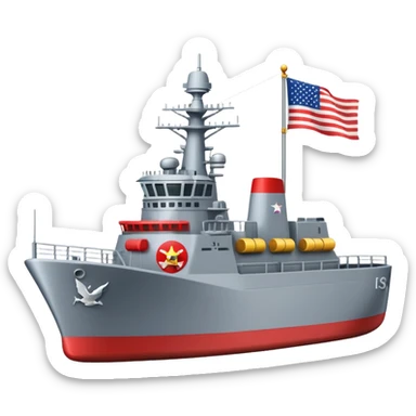 generate a very realistic American modern war ship with little flag sticker