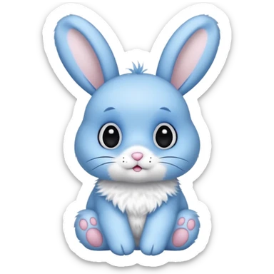A blue bunny with black polka dots sticker