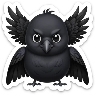 fat cute crow with bat wings sticker