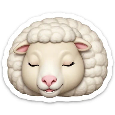 Meme-Worthy Cute Sleeping Sheep Portrait Emoji, Head resting peacefully with a contented smile, showcasing a robust build and a luxuriously soft white fleece, eyes shut in a serene, restful nap, Simplified yet hilariously adorable features, highly detailed, glowing with a soft, drowsy light, high shine, relaxed and utterly lovable, stylized with an air of playful laziness, bright and heartwarming, soft glowing outline, capturing the essence of a comically sleepy sheep, so meme-worthy it feels like it could instantly become the next viral sensation of adorable slumber! sticker