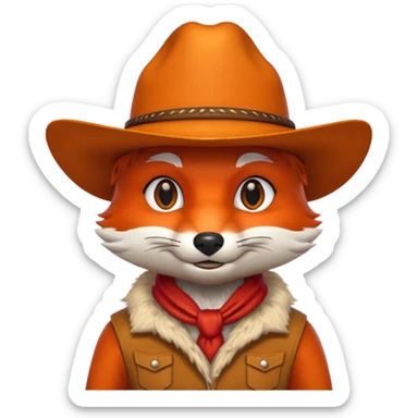 fox with cowboy hat sticker
