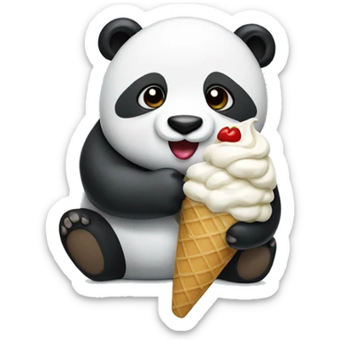 Panda eating ice cream sticker