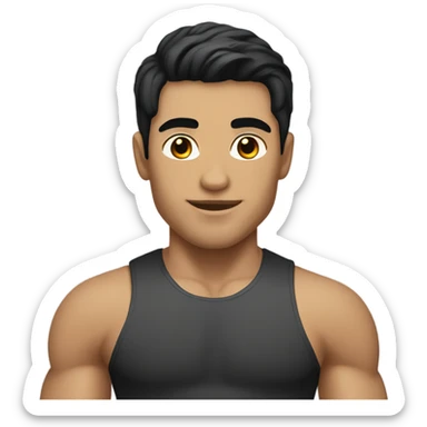Fitness guy with black hair and light skin tone  sticker