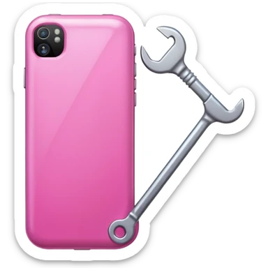 pink girly cellphone with a cute wrench sticker