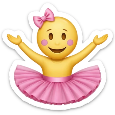 Smiley face emoji with no body but a a tutu sticker