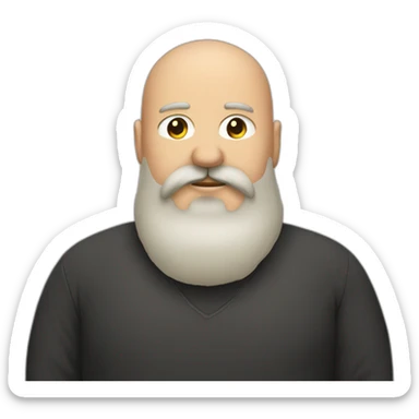 one fat bald man with moustache, long black beard sticker
