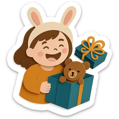 Edit the ribbon on the gift box cover to a more decorative design, while all other design elements remain unchanged sticker