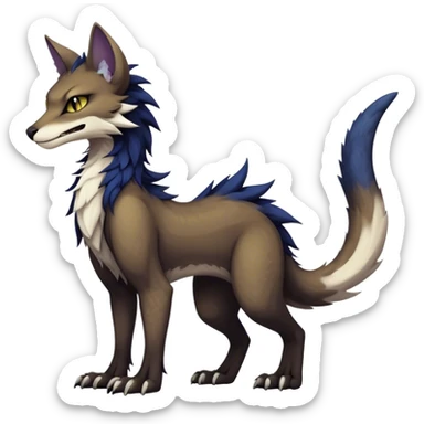 dark cool edgy fantasy feline-vernid-sergal-fursona animal creature with a tufted tail full body sticker