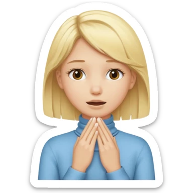 blonde girl with her hands around her throat sticker