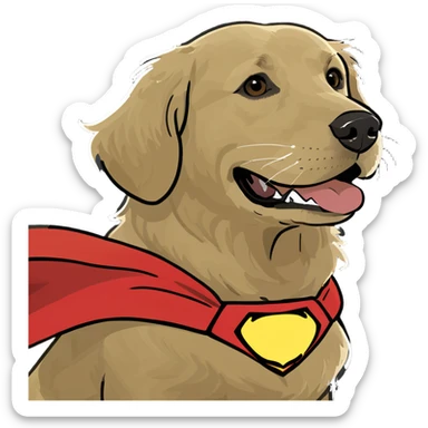 Red golden retriever superhero  sticker