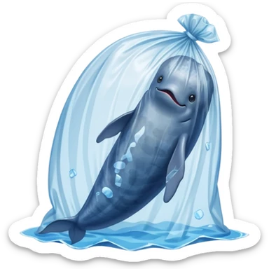 whale stuck in plastic waste bag sticker