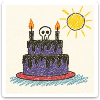 gothic cake, children doodle style sticker