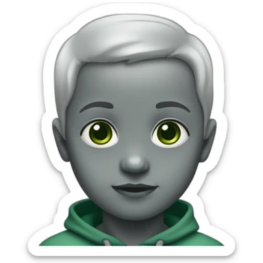 WhatsApp infant emoji with grey skin and green eyes without hairs on head sticker