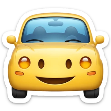 car wash with a smiling car, emoji style sticker