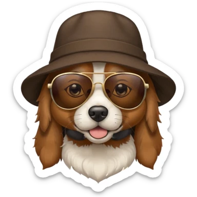 dog with hat and sunglasses sticker