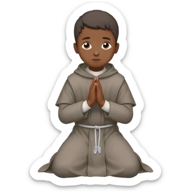 Un chico moreno con un hábito fransiscano gris ,y que el este de lado en forma de oración  sticker