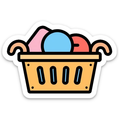 laundry basket with clothes sticker