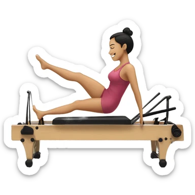 Filipina on pilates reformer with feet up  sticker