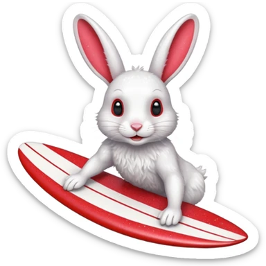 Surfing rabbit Happy Red Glitter  sticker