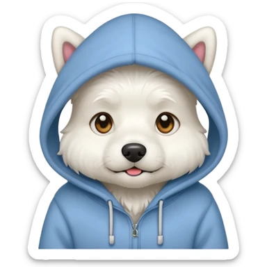 white dog wearing hoodie sticker
