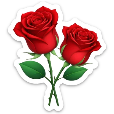 One red flower and one white flower in bouquet sticker