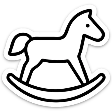 outlined rocking horse icon sticker