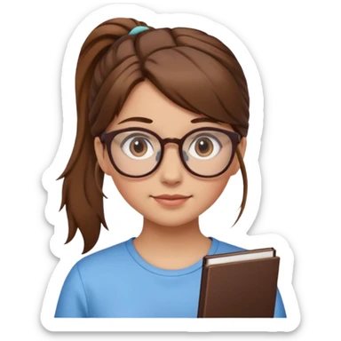 brown haired Ponytail Girl with Glasses sticker