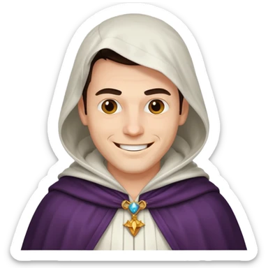white cloak villain smiling, male sticker