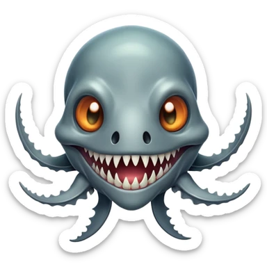 Happy Reaper Leviathan from Subnautica, underwater creature with mandibles, cheerful expression sticker
