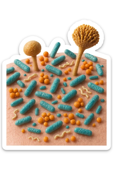 microbiota cutaneo in 3d  sticker