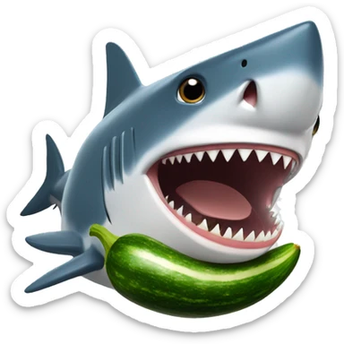 shark eating a zucchini sticker