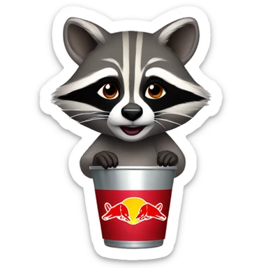 Female Racoon drinking a red Bull  sticker