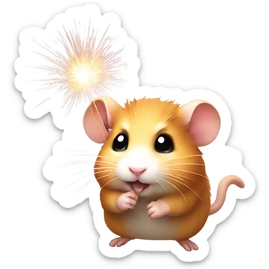 Hamster with sparkler sticker