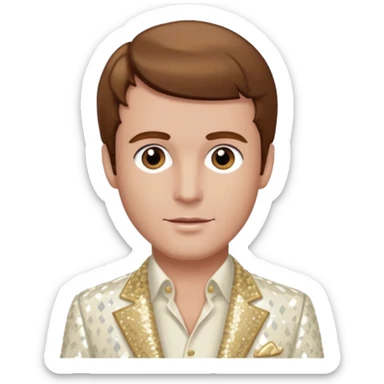 Peter Allen with Brown Hair, Ivory Sequin Outfit sticker