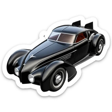  the animated series Venom aerodynamic futuristic Batmobile loosely based on 1936 cord 812 (flat long straight faceted mechanical body) stealthy street hot rod  sticker