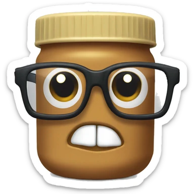 Peanutbutter jar with eyeglasses funny face sticker